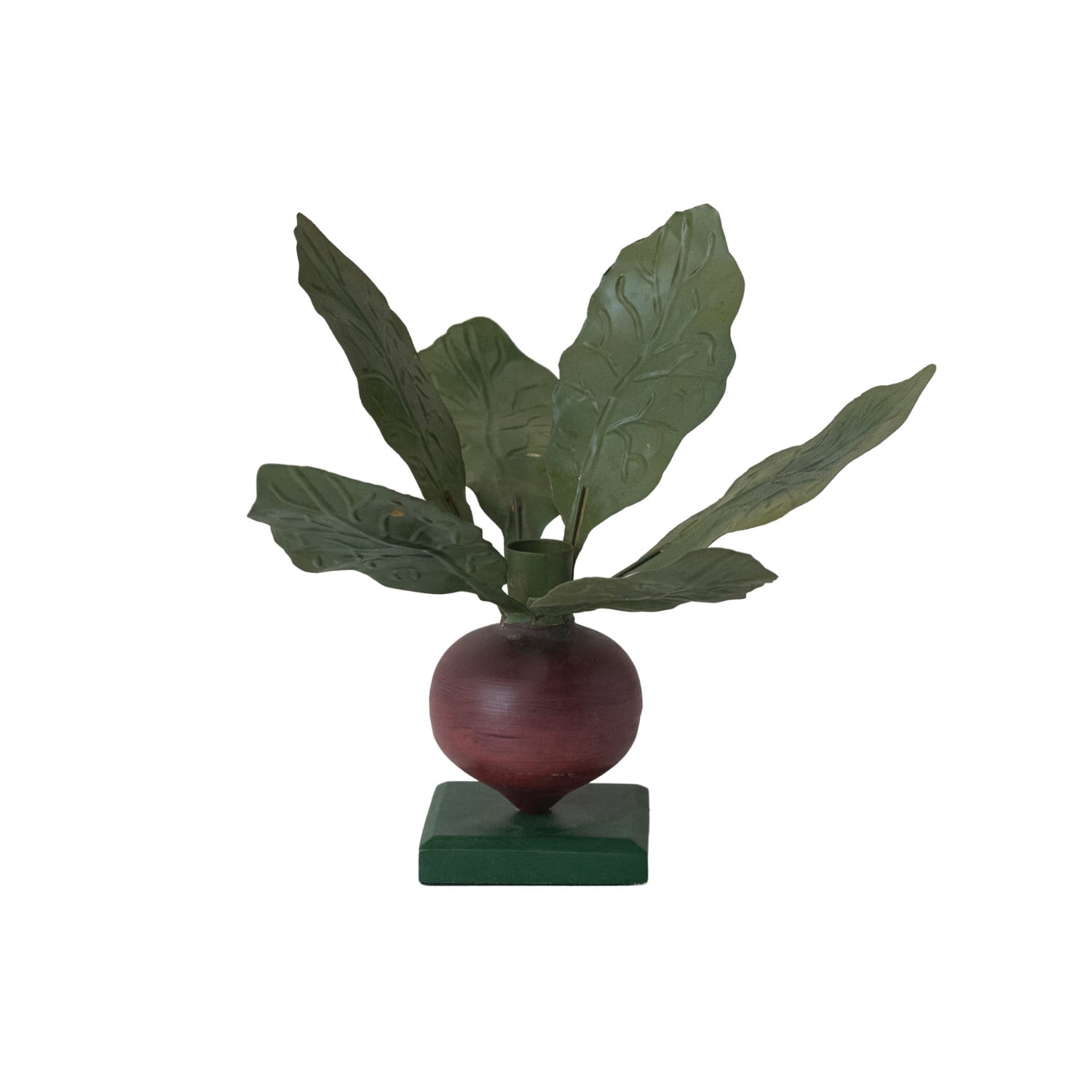 Metal Vintage Reproduction Toleware Beet Shaped Taper Holder