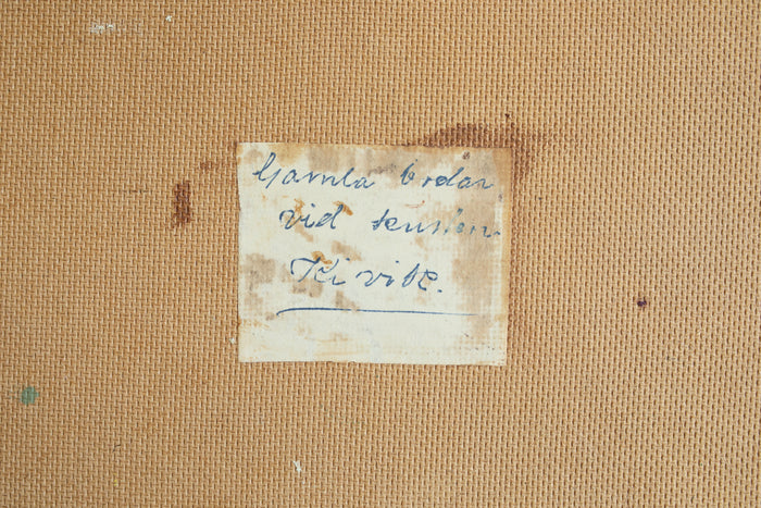 Vintage canvas back with handwritten note