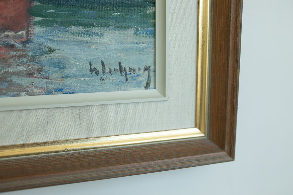 Framed painting corner with signature