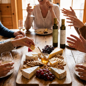 Cheese board close-up